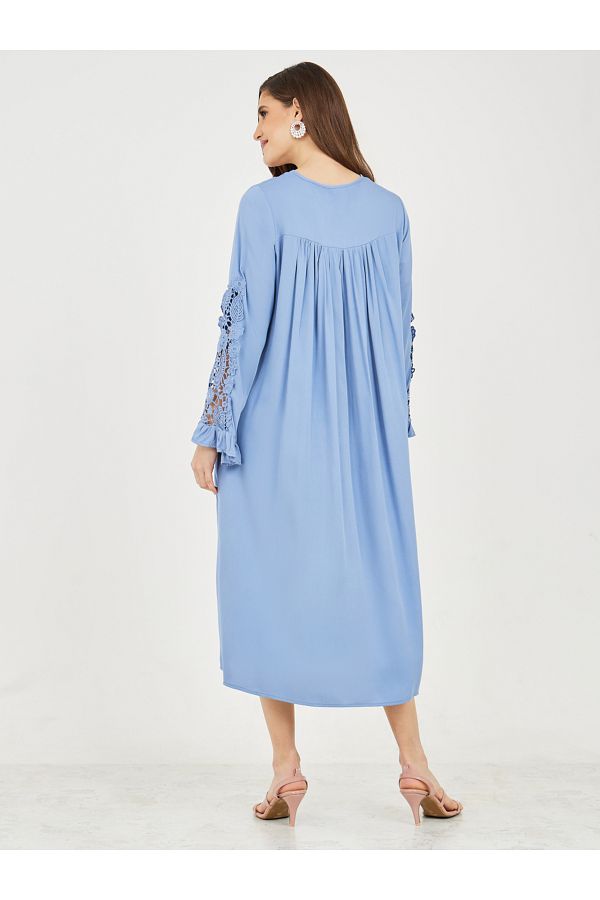 Styli Lace Ladder Cut Out Detail A Line Midi Dress Trendyol