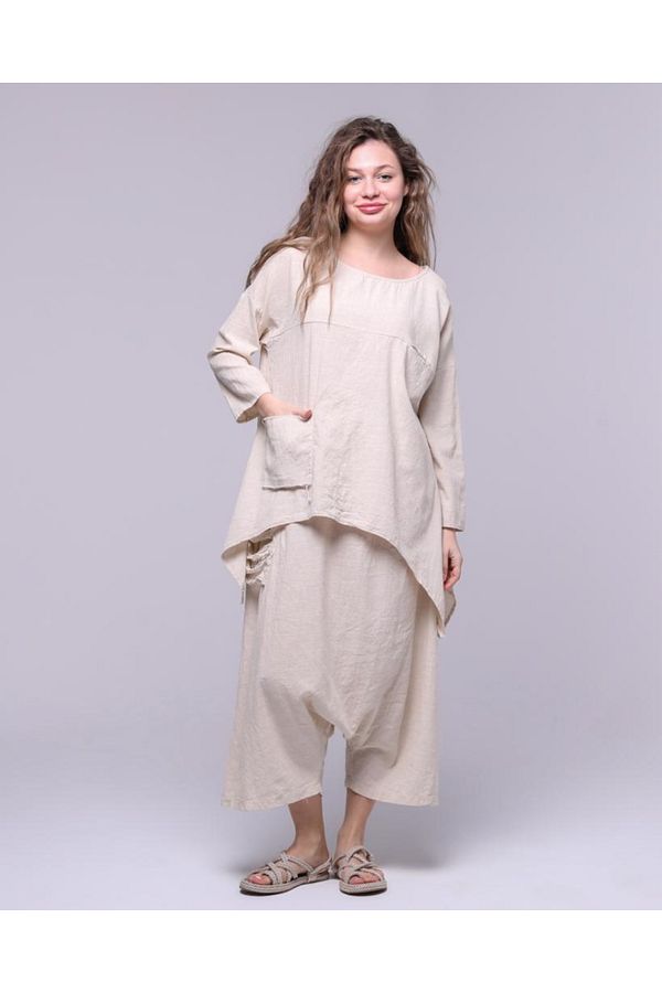 Karadeniz Bohemian Style Linen Blouse and Trousers Set Spirit of Freedom Trendyol