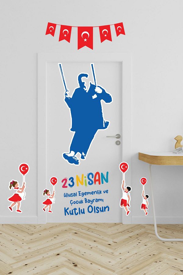212shop-April 23 and Ataturk Sticker Set, Children's Day School Home Decoration Sticker Set 1