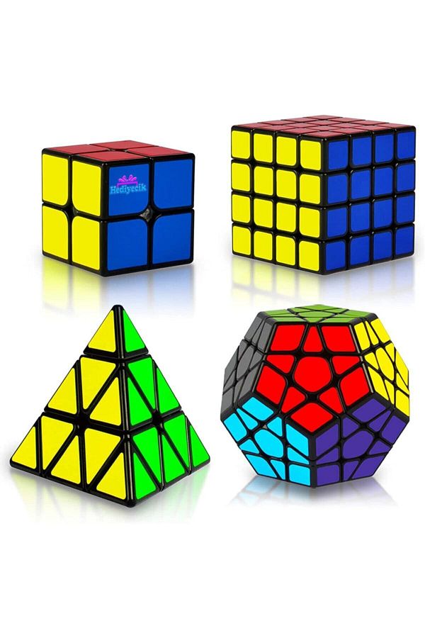 hediyecik-Set of 4 Intelligence Cubes Megaminx,Pyraminx,2X2,4X4,Rubic Set 1