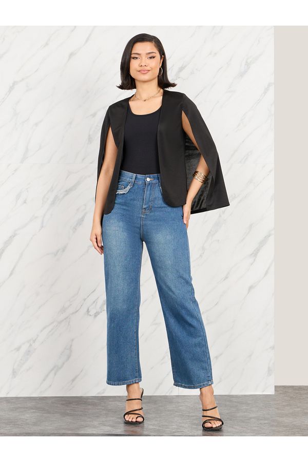 Blazer with slits in sleeves top