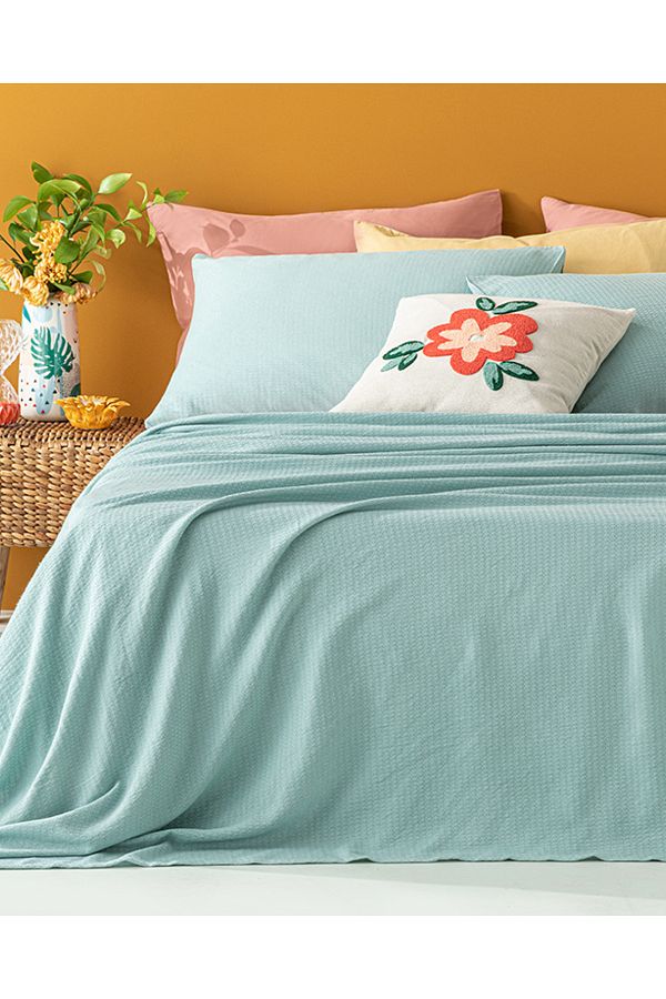 English Home-Turquoise Genesis Soft Touch Double Pique Set 1