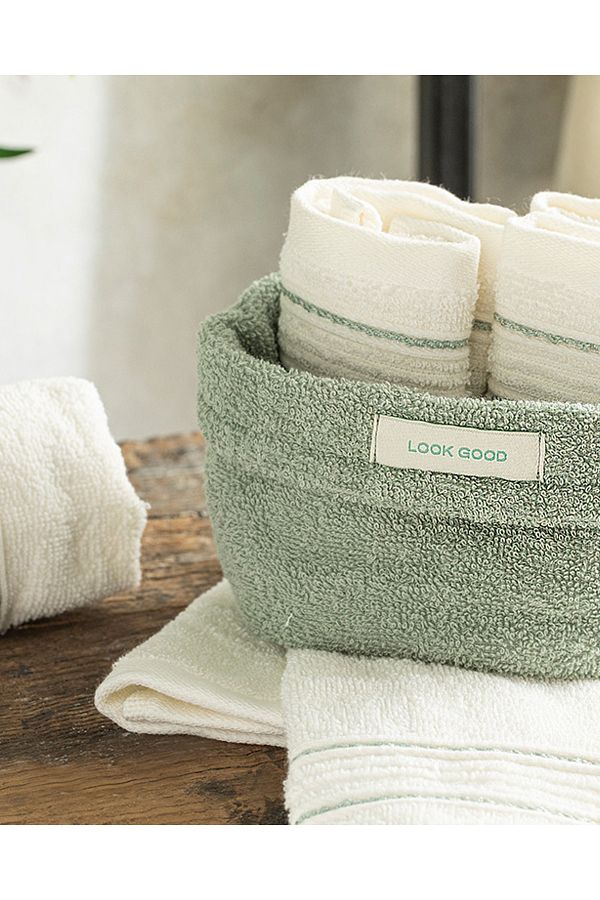English Home Quadro Cotton 4 Piece Towel Set Water Green ecru Trendyol