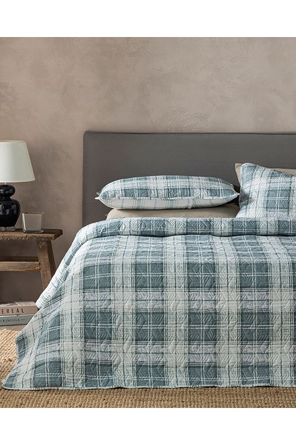 English Home-طقم مفرش سرير مزدوج باللون الرمادي الثابت 1