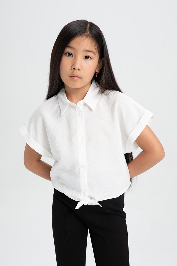DeFacto-Girl's Crop Short Sleeve Shirt C8287A824SM 1