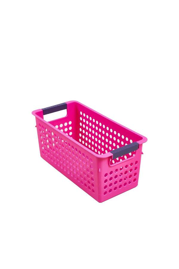 QUTU-Q-Basket Rectangular Plastic Storage Basket - Fuchsia 1