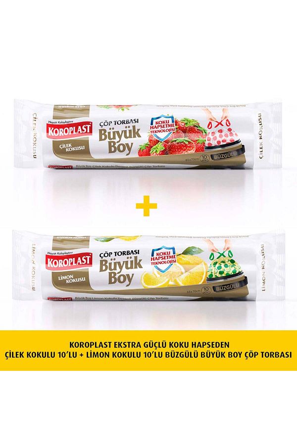 Koroplast-10 Pieces X1 Fragrance Haps Strawberry Drawstring and Lemon Drawstring Large Garbage Bag 1