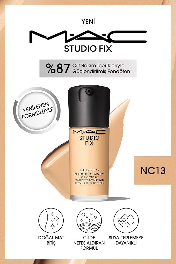 M.A.C-New Studio Fix Fluid SPF 15 Matte Foundation-NC13 30 ML - Natural Matte Finish 1
