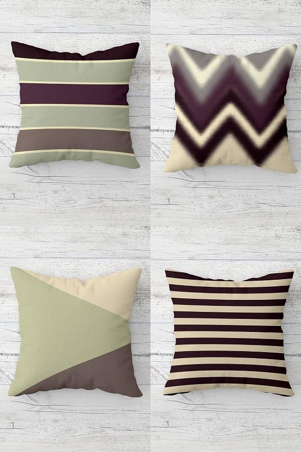 on the clouds-Zigzag And Striped Pattern Color Blocked Hidden Zippered Throw Pillow Cover Sofa Pillow Cover Set(4pcs) 1