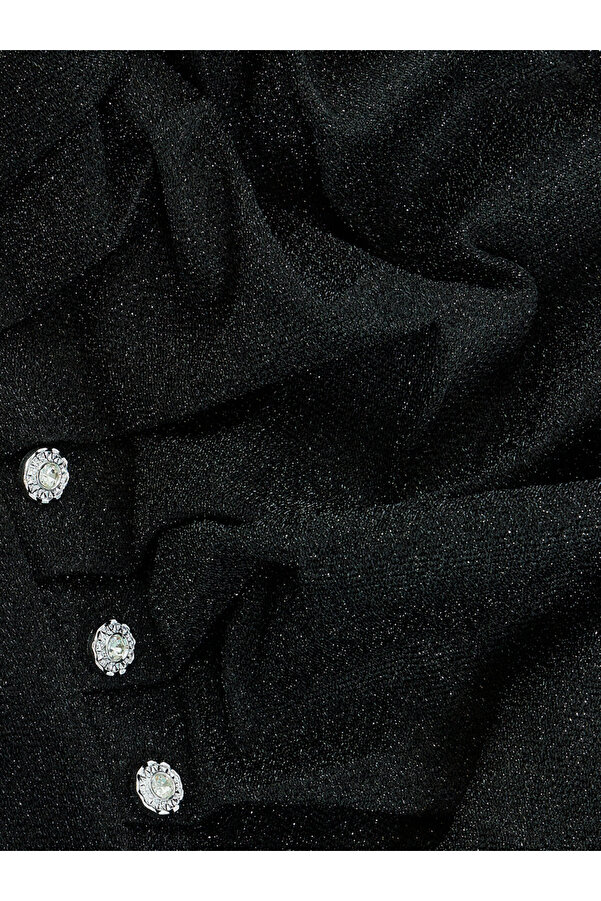 Styli Shimmer Wrap Maxi Dress with Embellished Rhinestone Tassel