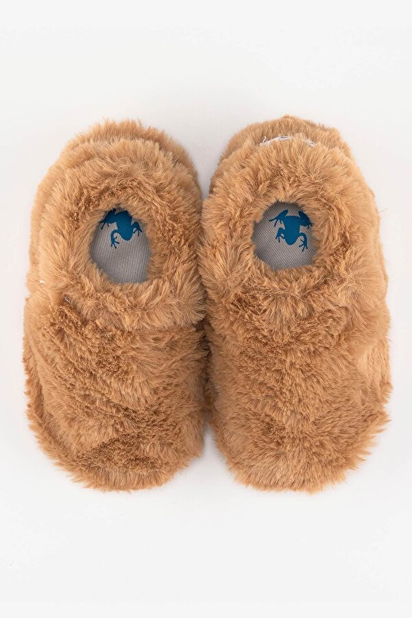HOPFRÖG Furry Furry Kestane Kahverengi Kürk Barefoot Patik (Hediye Seti)