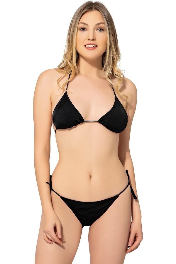 Plain black triangle bikini hot sale