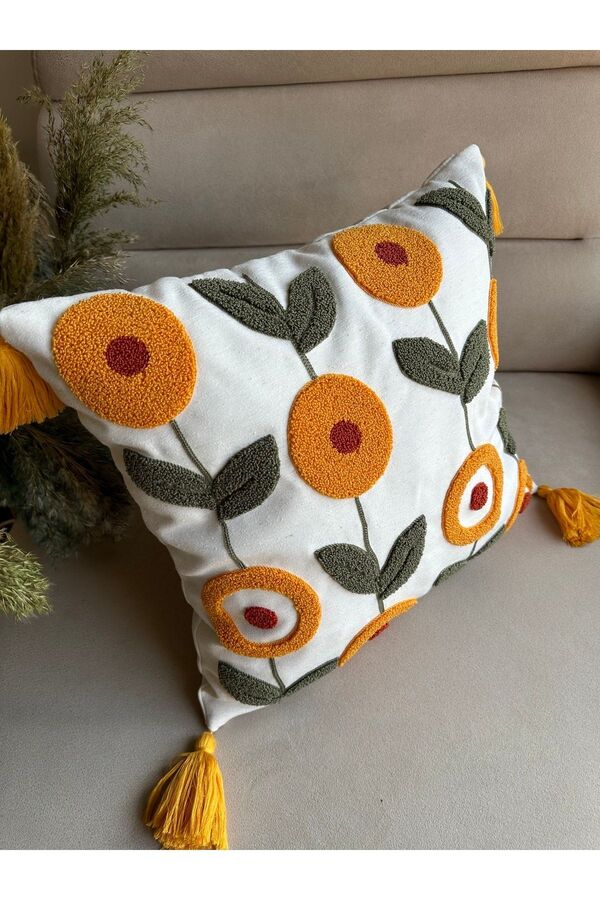 Reset-Bugi Home Collection Punch Embroidered Throw Pillow Cover 1