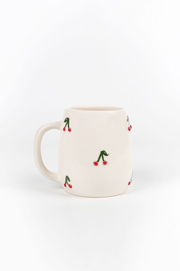 Loomart-Handmade Cherry Embroidered Ceramic Mug Cup 400 ML 1