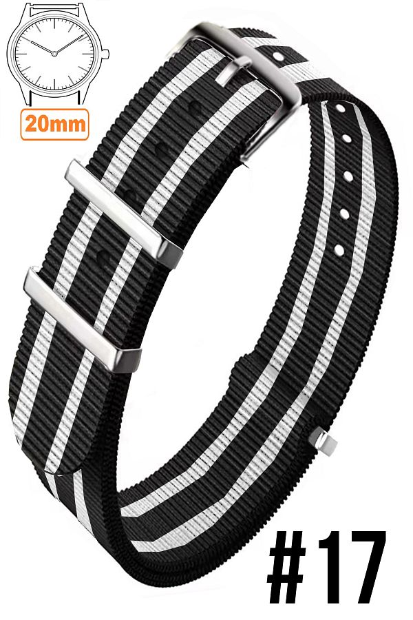 COBRA-20mm Fossil-Welder-Casio-Seiko-Omega-Armani Watch Band - Nato Textile Fabric, Matching Model 20Model17 1