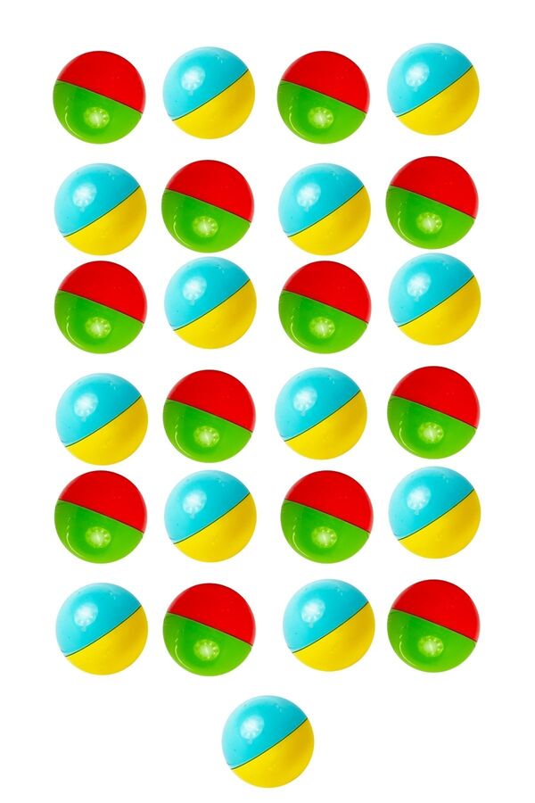 Toyaş 25 Adet 4 cm Şirin Çıngıraklı Bebek ve Kedi Oyun Topu Kolay Kavranan Çıngırak Topu Bpa İçermez Kırmı