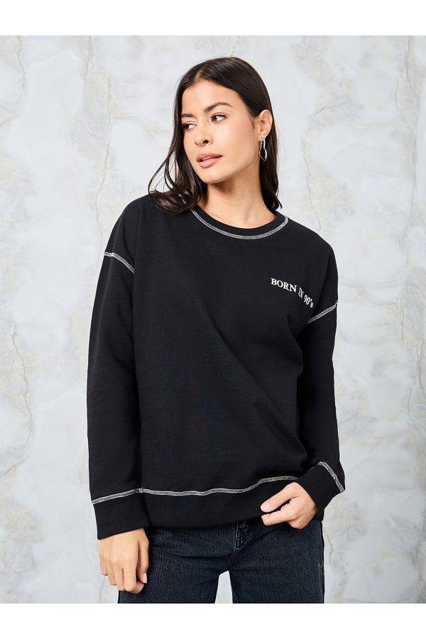 Embroidered slogan sweatshirt clearance
