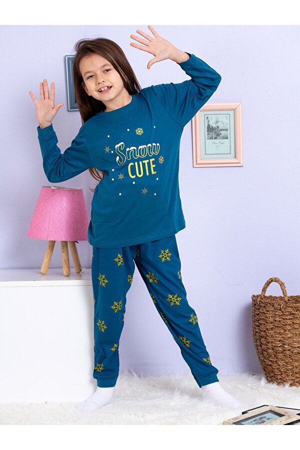 elmas kids Kız Çocuk Pamuklu Pijama Takımı