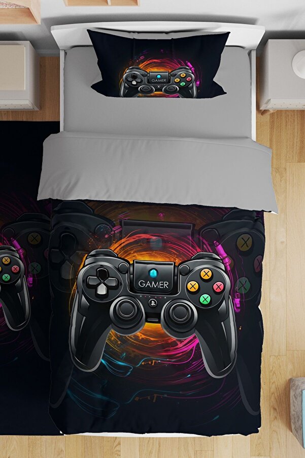 Evpanya Gamer Oyuncu 4 Desenli Tek Kişilik Bebek Çocuk Nevresim Seti