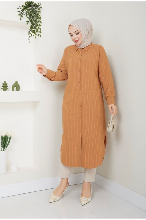 SULTAN BUT K Long Striped Tunic Dress Stylish Design Trendyol