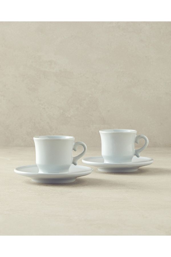 English Home-Elite Ceramic 4 Piece Coffee Cup Set for 2 Persons Gray 1