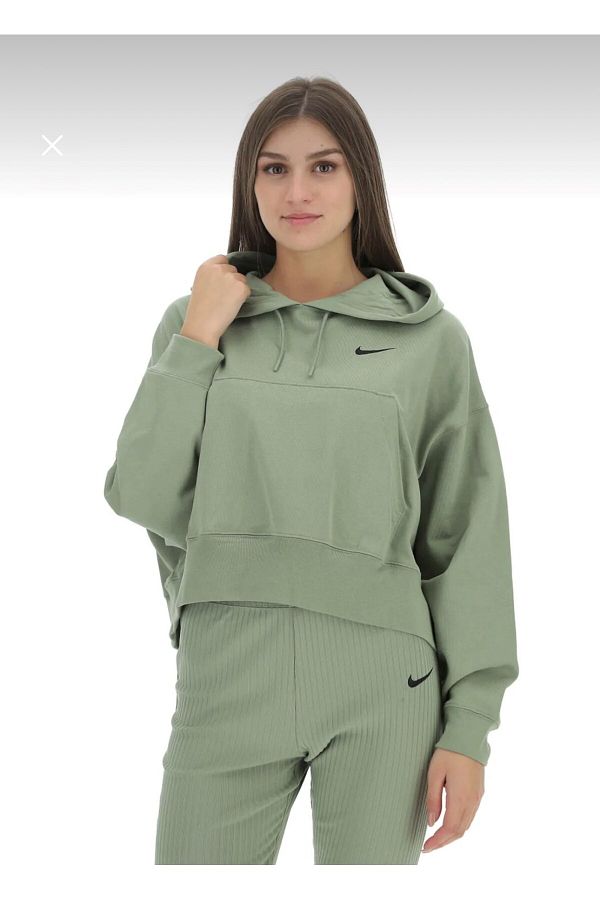 Nike Green Oversized Sportswear Jersey Women s Pullover Hoodie Trendyol
