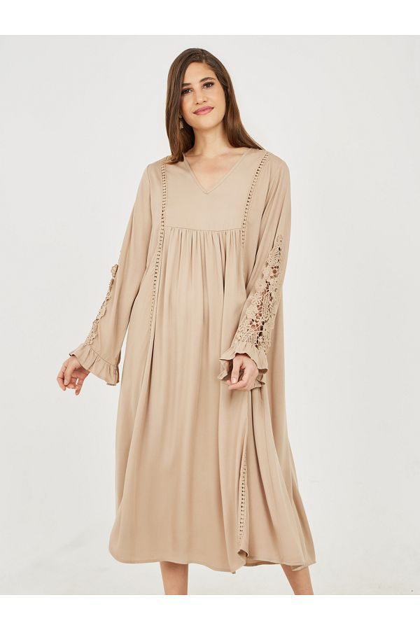 Styli Lace Ladder Cut Out Detail A Line Midi Dress Trendyol
