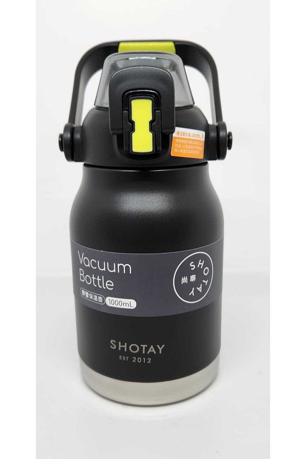 Shotay-ST-8250 Model Black Flask - 1000ml Capacity, 2 Different Uses, with Handle and Hanging Straw 1