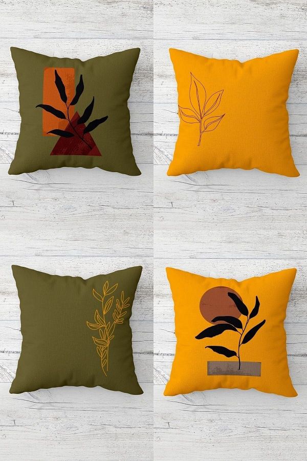 on the clouds-Scandinavian Style Bohemian Leaf Pattern - Hidden Zippered Throw Pillow Cover Set (4pcs) 1