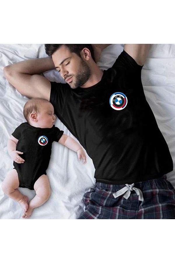 venusdijital BMW Printed Father and Son Combination T Shirt Bodysuit Price for 1 Bodysuit with Eyes Trendyol