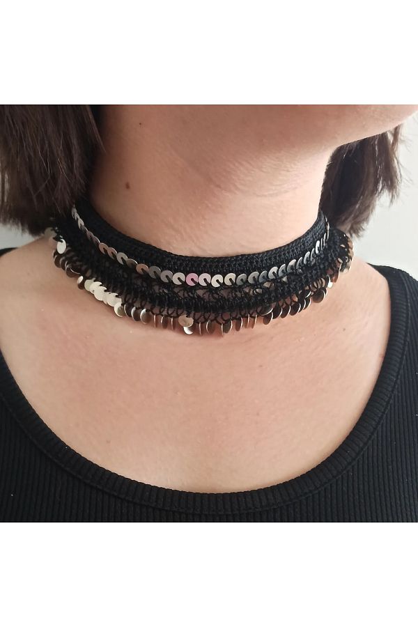 Black sparkly choker necklace on sale