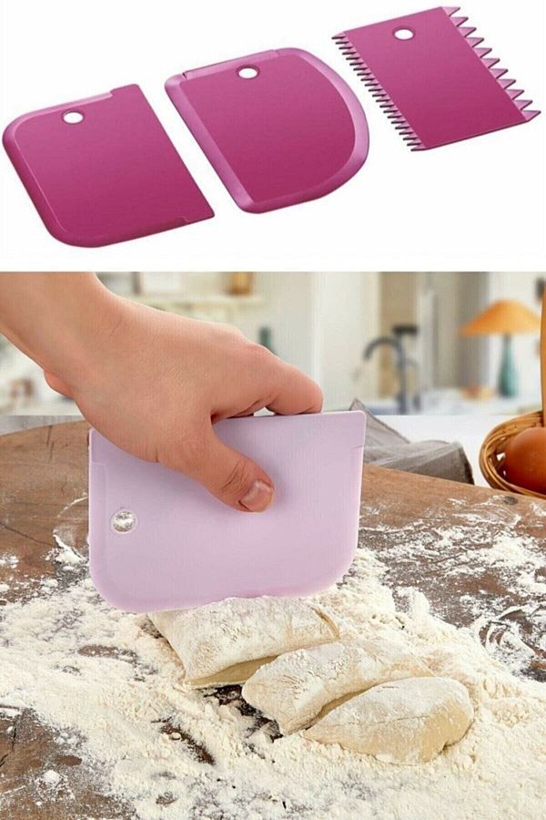 Vi Caro-Set of 3 Dough Cutting and Scraping Apparatus Dough Pastry Pastry Cake Donut Shaper Cutter Scraper Set 1