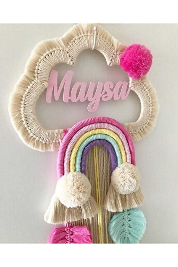 renkli mi renkli tasarım dünyası Makrome Bulut Bebek Kapı Süsü