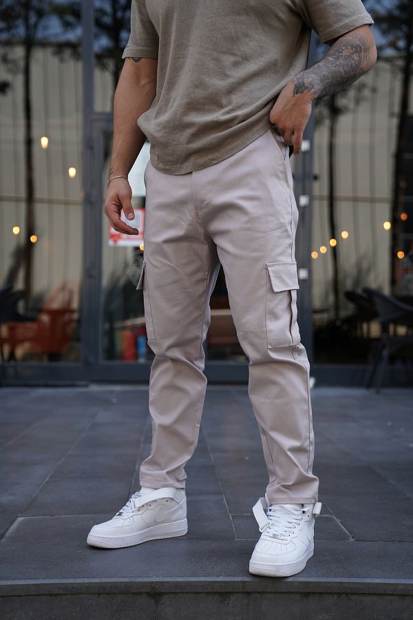 SCSARV N Baggy Beige Gabardine Cargo Pants PLT 013 Trendyol