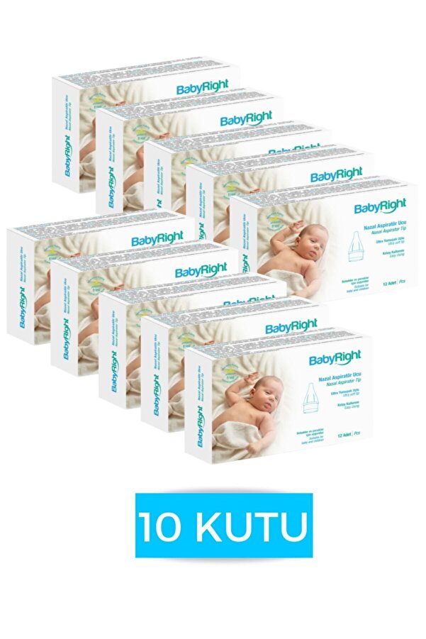 BabyRight Otribebe, Weebaby, Brunobaby Uyumlu Burun Aspiratörü Yedek Uç 10 Kutu (120 ADET) Ekstra Yumuşak