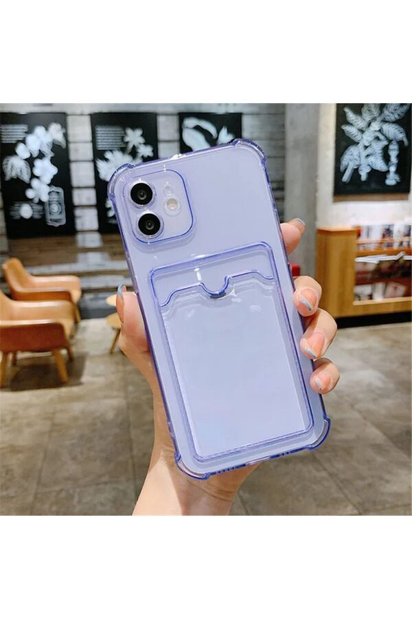 GAGA ELEKTRONİK-iPhone 13 Compatible Transparent Card Holder Antishock Camera Protection Case (Compatible Model with Hood) 1