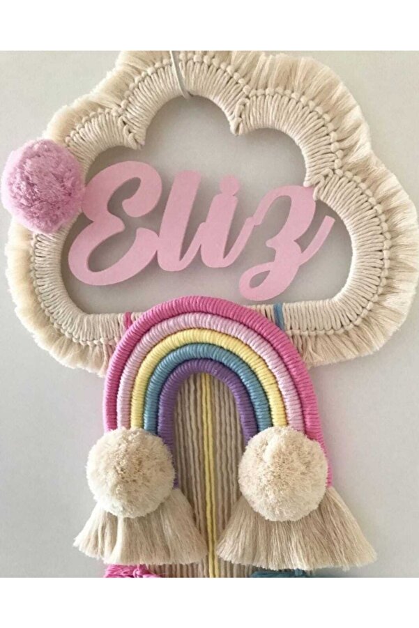 renkli mi renkli tasarım dünyası Makrome Bulut Bebek Kapı Süsü