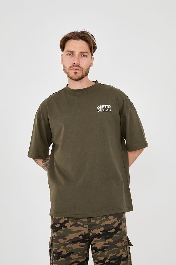 Ghetto off limits Khaki Color Oversize T-shirt - Big G