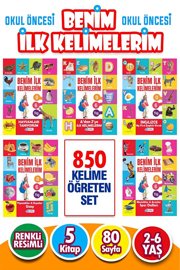 Harika Kitap 12 - 36 Ay Ilk Kelimelerim Seti 850 Kelime Öğreten 5 Kitap