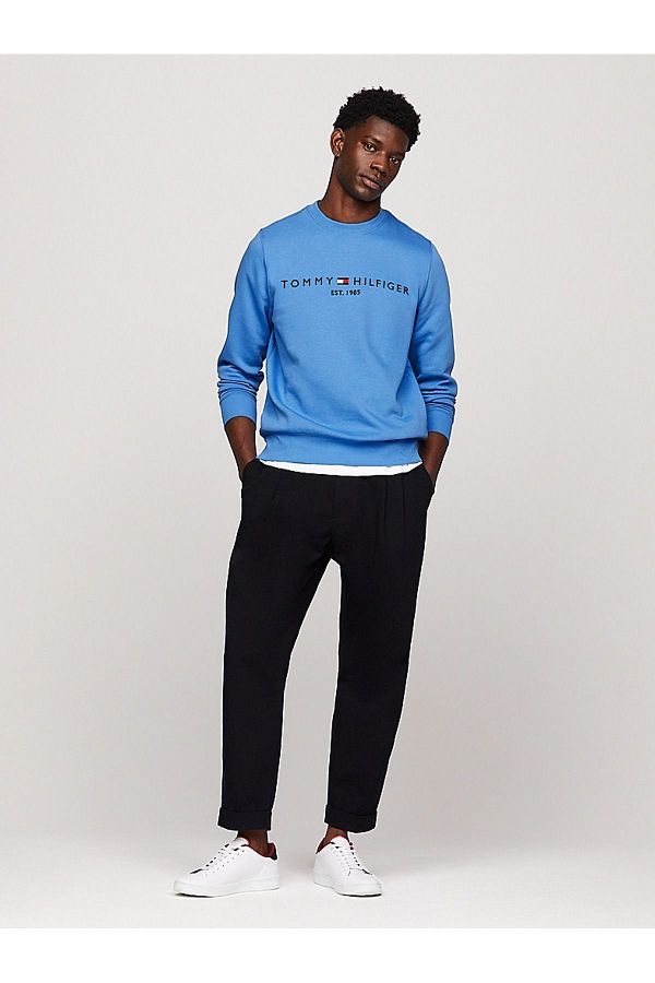 Tommy Hilfiger Men s Brand Logo Long Sleeve Comfortable Blue Sweatshirt MW0MW11596 C30 Trendyol