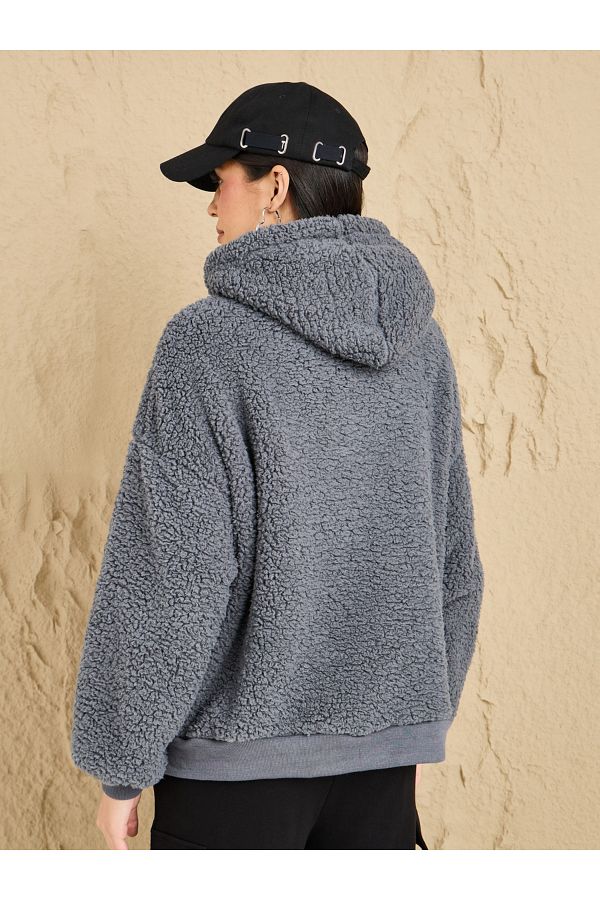 Styli Oversized Chunky Fleece Hoodie Trendyol