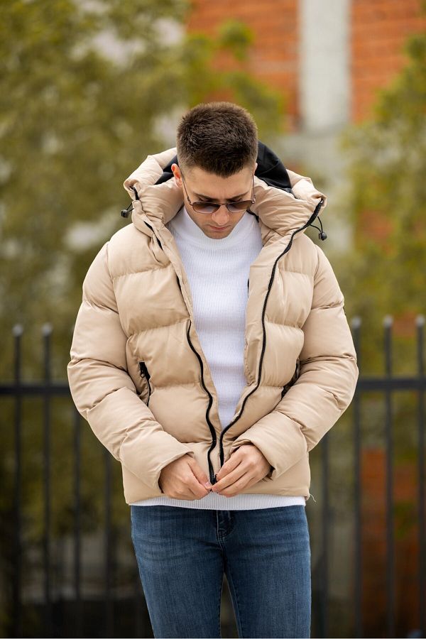 Fur lined puffer jacket mens top