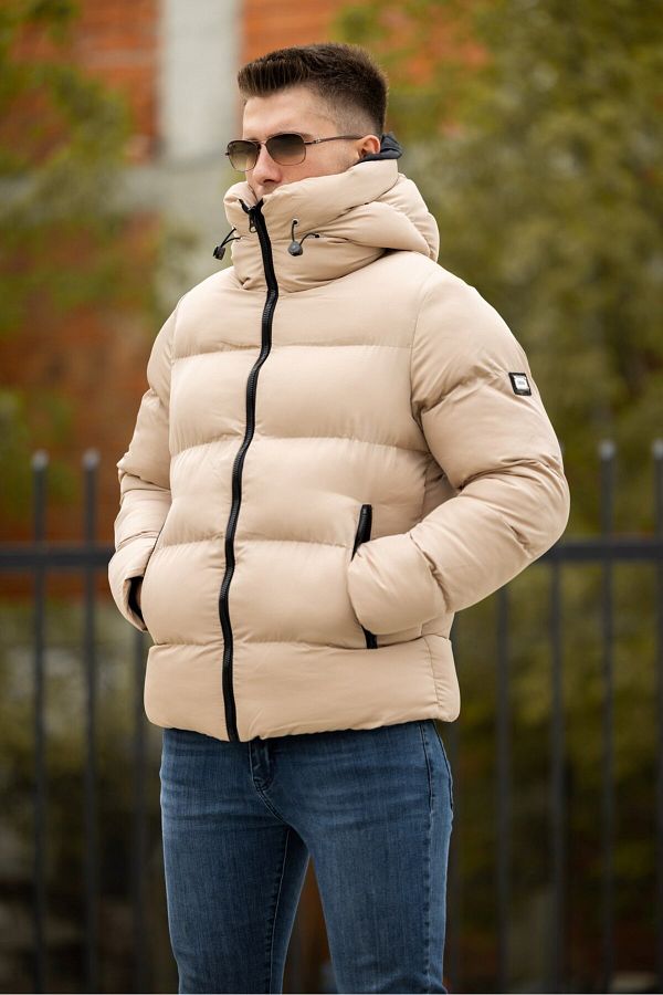 OHEPMODA Men s Winter Puffer Jacket Water and Windproof Hooded and Fur Lined Trendyol