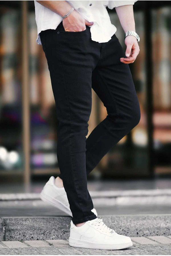 KING SEZAR Men's Slim Fit Black Jean Trousers - Lycra- Trendyol