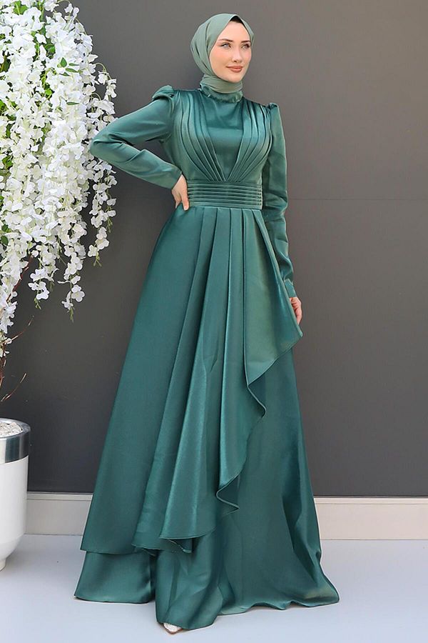 giz astore Khaki Simple Hijab Evening Dress Trendyol