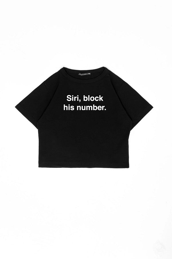 Bak Moda-Siri Block - Crop Top negru imprimat cu numărul lui 1