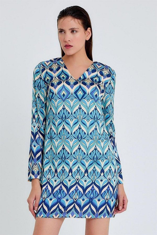 Dress batik v neck cheap