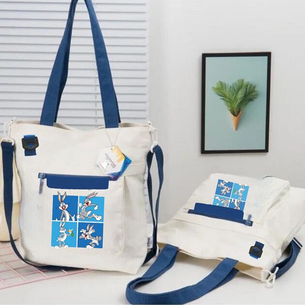 Goksin Bugs Bunny Blue Canvas Messenger Bag Trendyol