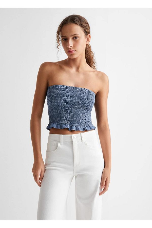 Mango Teen-Bluză bandeau cu împodobire 1