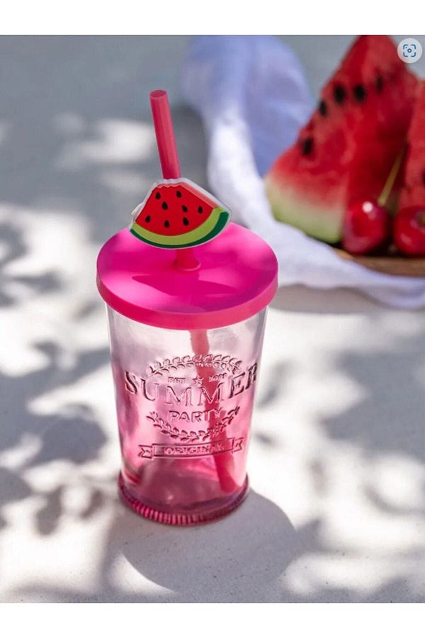 LC Waikiki-Lcw Home زجاج زجاجي مطبوع مع غطاء وقش 270 مل 1